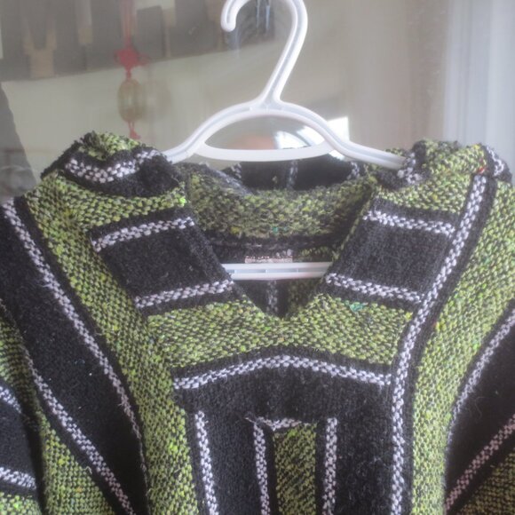 Hippie Baja Surfer Mexican Unisex Pullover Poncho Hoodie - Size L/XL - Picture 6 of 10